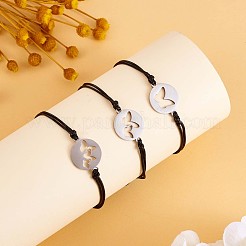 3個3スタイル430ステンレススチールバタフライリンクブレスレットセット  親友、カップル、家族にぴったりの調節可能なブレスレット。  ステンレス鋼色  6-1/4~11-3/4インチ（16~30cm）  1個/スタイル&nbsp;JB728A