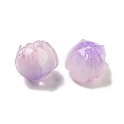 熱収縮プラスチックビーズキャップ  5花弁のつぼみ  パープル  15x16x3mm  穴：1.6mm&nbsp;SACR-M007-04B