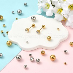 40個 10スタイル 304ステンレススチール製イヤーナット  丸い耳の後ろ  ゴールデン·ステンレス鋼色  4~8mm  穴：0.8~0.9mm  8個/スタイル&nbsp;STAS-FS0002-20