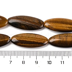 天然石タイガーアイビーズ連売り  フラットオーバル  29~30x12x5.5mm  穴：0.7mm  約13個/連  14.96''（38センチメートル）&nbsp;G-B078-E11-01