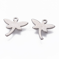 変色しにくい201ステンレススチールチャーム  トンボ  ステンレス鋼色  12x12x1mm  穴：1.2mm&nbsp;STAS-L234-064P