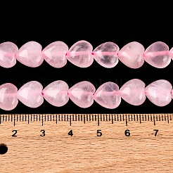 ハートの天然ローズクォーツビーズ連売り  10~11x10~11x5~7mm  穴：1mm  約40~42個/連  15.75インチ&nbsp;G-G632-01