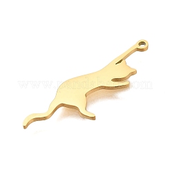 304ステンレスペンダント  レーザー切断  猫のチャーム  18KGP本金メッキ  28.5x10x1mm  穴：1.2mm&nbsp;STAS-S150-10G