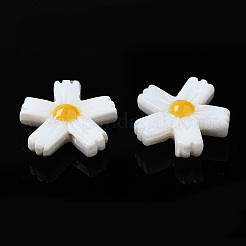 天然淡水シェルビーズ  エナメル  花  ゴールド  15x14x4.5mm  穴：0.9mm&nbsp;LS-SHEL-N003-19A