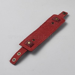 ヴィンテージの牛革ブレスレット  男性用合金製パンクスタイルスナップボタンリストバンド  サドルブラウン  9.84インチ（25cm）&nbsp;BJEW-WH20006-20