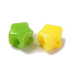 不透明なアクリルビーズ  スター  ミックスカラー  8x9.5x6.5mm  穴：2.8mmと3mm&nbsp;MACR-F080-10