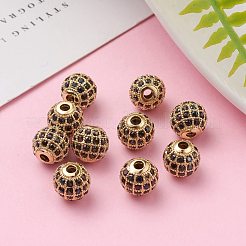 真鍮製キュービックジルコニアビーズ  カドミウムフリー＆鉛フリー  ラウンド  ゴールドカラー  8mm  穴：1.5mm&nbsp;ZIRC-F001-41G