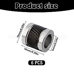 303ステンレススチール製ヨーロピアンビーズ6個  大穴ビーズ  コラム  ブラック  10x10mm  穴：6mm&nbsp;STAS-DR0001-19EB