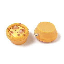 不透明樹脂ペンダント  模造食品  プラチナアイアンループ付き  エッグタルト  22x21x11mm  穴：2mm&nbsp;FIND-Z092-02P-04