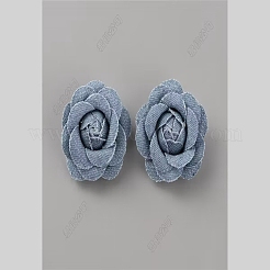 デニム生地の花  ジーンズ生地 カメリア  縫製装飾品  diyの衣装アクセサリー  マリンブルー  35x34x15mm&nbsp;DIY-WH0409-40A