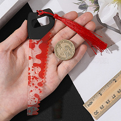 タッセル付きブラッドアクリルブックマーク1個  のこぎり  250mm  ソー：138x35.5x2.5mm&nbsp;AJEW-CP0009-57C