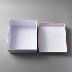 ちょう結び紙ジュエリーギフトボックス  紙袋付き  長方形  ミスティローズ  箱：20x18x9.2センチメートル&nbsp;LS-CON-WH0092-21