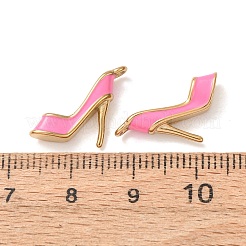 304ステンレススチールチャーム  エナメル  ハイヒールの靴のチャーム  ゴールドカラー  ピンク  14.5x12x4mm  穴：1.2mm&nbsp;SA-D002-17C-G