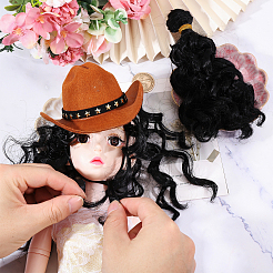 Ppヘアドールウィッグヘア  DIYの女の子のためのbjdメイキングアクセサリー  ブラック  170x1000x0.7mm&nbsp;DIY-WH0349-395B-03