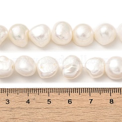 天然養殖淡水パールビーズ連売り  研磨両側  グレード3a+  アンティークホワイト  11~12mm  穴：0.5mm  約17個/連  7.09インチ（18cm）&nbsp;PEAR-A006-13B