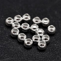 925スターリングシルバービーズ  シームレスなラウンドビーズ  銀  2.5mm  穴：0.9~1mm  約526個/20g&nbsp;STER-F012-01B