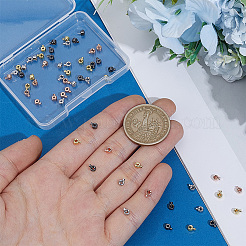 60 個 4 色真鍮つぶし玉  長持ちメッキ  コラム  ミックスカラー  4x3x2~2.5mm  穴：1mm  15個/カラー&nbsp;KK-PH0014-91