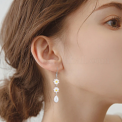 300個の手作りポリマークレイビーズ  花  雪  9x9x4mm  穴：1.6mm&nbsp;CLAY-SC0002-66