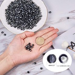 スプレーペイントクラックルガラスビーズ  ラウンド  ブラック  6mm  穴：1.3~1.6mm&nbsp;CCG-PH0002-17