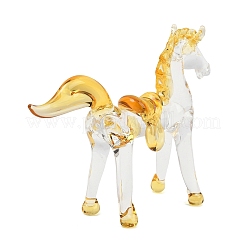手作りのランプワーク馬の置物  インテリアオーナメントパーツ  ゴールド  81~89x24~26.5x66.5~72mm&nbsp;LAMP-C026-05A