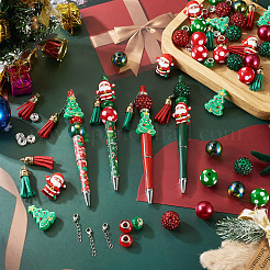 クリスマスボールペンのDIYキット  樹脂ラインストーングラデーションビーズを含む  アクリルビーズ  レジンヨーロピアンビーズ  abs樹脂ボールペン  ミックスカラー  20mm  穴：2~2.5mm&nbsp;DIY-TA0014-63