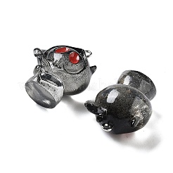 エナメルとプラチナトーンのステンレススチールループ付き  スカル  30.5x27.5x19mm  穴：2mm&nbsp;RESI-G103-01A