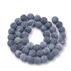 天然石風化瑪瑙ビーズ連売り  染め  艶消し  ラウンド  プルシアンブルー  8mm  穴：1mm  約48個/連  14インチ&nbsp;X-G-R365-8mm-01