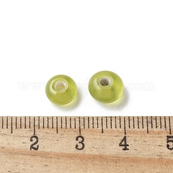 手作りランプワークビーズ  フラットラウンド  黄緑  7~8x4~5mm  穴：2mm&nbsp;LS-LAMP-P068-12A