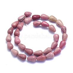 天然石ロードナイトビーズ連売り  ドロップ  12x8mm  穴：1mm  約32個/連  15.35インチ（39cm）&nbsp;G-K310-G02