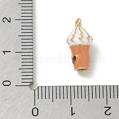 真鍮製エナメルペンダント  ドリンクチャーム  鉛フリー＆カドミウムフリー  ラックめっき  長持ちメッキ  18KGP本金メッキ  シエナ  14.5x7mm  穴：1.4mm&nbsp;KK-CBA1717-02G-02