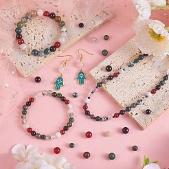 280個7スタイルの天然宝石ビーズ  ナチュラルレッド瑪瑙＆クレイジーアゲート＆樹枝状瑪瑙＆ツリー瑪瑙＆ブラックオニキス＆インディアン瑪瑙＆モス瑪瑙  ラウンド  6~6.5mm  穴：0.8~1.2mm  40個/スタイル&nbsp;G-SZ0002-04B