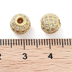 ラウンド真鍮製マイクロパヴェキュービックジルコニアビーズ  カドミウムフリー＆鉛フリー  透明  18KGP本金メッキ  8mm  穴：2mm&nbsp;ZIRC-N016-01G-8mm