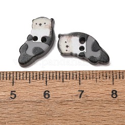 2  - 正孔樹脂ボタン  カワウソ  グレー  17x8.5x2.5mm  穴：1.2mm&nbsp;RE-CBA1807-03C