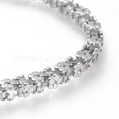 変色しにくい304ステンレススチールベネチアンチェーンブレスレット  カニカン付き  花  ステンレス鋼色  22cm（8-5/8インチ）&nbsp;BJEW-I288-03P