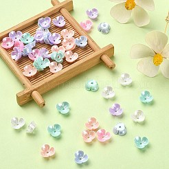 樹脂模造パールビーズキャップ  3花びら  花  ミックスカラー  10x10x4mm  穴：1.4mm  約50個/袋&nbsp;RESI-YW0001-26