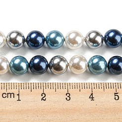 電気めっきシェルパールビーズ連売り  染め  ラウンド  ライトシーグリーン  8mm  穴：0.8mm  約52個/連  15.94インチ（40.5cm）&nbsp;SHEL-F008-03B-07