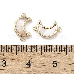 ナチュラル ホワイト シェル コネクタ チャーム  真鍮のムーンリンク  18KGP本金メッキ  11x7x2mm  穴：0.8mm&nbsp;KK-A207-04G
