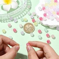 透明クラックルアクリルビーズ 100 個  ラウンド  ミックスカラー  8x7.5mm  穴：1.8mm&nbsp;CACR-YW0001-10