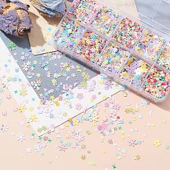 10 スタイルマカロンカラーオーナメントアクセサリー  ポリ塩化ビニールのプラスチック製のスパンコール/スパンコールビーズ  ABカラーメッキ  平丸/星/花  ミックスカラー  3~7x0.4mm&nbsp;PVC-CJ0001-01