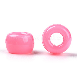 不透明なプラスチックビーズ  バレル  ショッキングピンク  9x6mm  穴：3.8mm  約1950個/500g&nbsp;KY-T025-01-F13