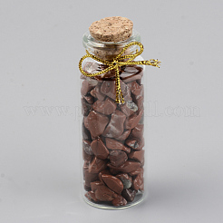 ミニガラスウィッシングボトル  内部の宝石チップビーズと  家の装飾のための  5~15x3~7x2~6mm  ボトル：65x24mm  7bottle / box&nbsp;G-Q988-010-B