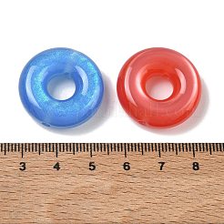 透明樹脂製の猫型ビーズ  ドーナツ  グリッターパウダー付き  ミックスカラー  25x8mm  穴：2mm&nbsp;RE-CBA391A-01B