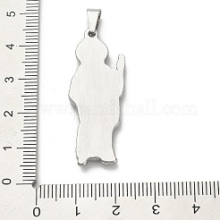304ステンレスペンダント  セントジュードチャーム  ステンレス鋼色  39.5x15.5x3.5mm  穴：7x3mm&nbsp;STAS-Q343-05A-P