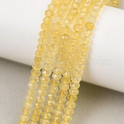 染め天然マレーシアジェイド翡翠ロンデルビーズ連売り  多面カット  ゴールド  4x2~3mm  穴：1mm  約110~115個/連  14インチ&nbsp;X-G-E316-2x4mm-47