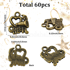 チベット風アロイペンダント60個  言葉の歓声  アンティークブロンズ  17.5x15.5x3mm  穴：2.5mm&nbsp;FIND-SC0018-05