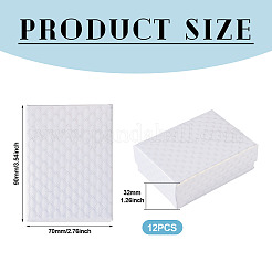 菱形の質感のある厚紙ギフト収納ボックス  長方形  ホワイト  9x7x3.2cm&nbsp;LS-CON-TAC0010-03A-01
