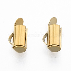 304ステンレススチール製スライドエンドクラスプチューブ  スライダエンドキャップ  ゴールドカラー  5.5x8x4mm  穴：3x1.2mm  内径：3mm&nbsp;STAS-S115-01B-G