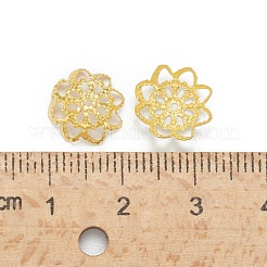 アイアンファンシービーズキャップ  花  ゴールドカラー  10x4mm  穴：1mm&nbsp;IFIN-ZX1173-G