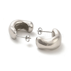 ラックメッキ真鍮スタッドピアス  ハーフフープピアス  カドミウムフリー＆鉛フリー  プラチナ  21x10mm&nbsp;EJEW-M240-08P