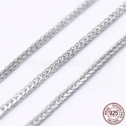 変色防止、調節可能なロジウムメッキ925スターリングシルバーウィートチェーンネックレス  スプリングリングの留め金と  プラチナ  24インチ（61cm）  1mm&nbsp;NJEW-L456-003A-P